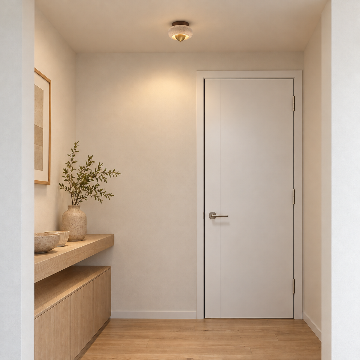 NEMURO realistic contemporary installation illustration, corrected fixture scale