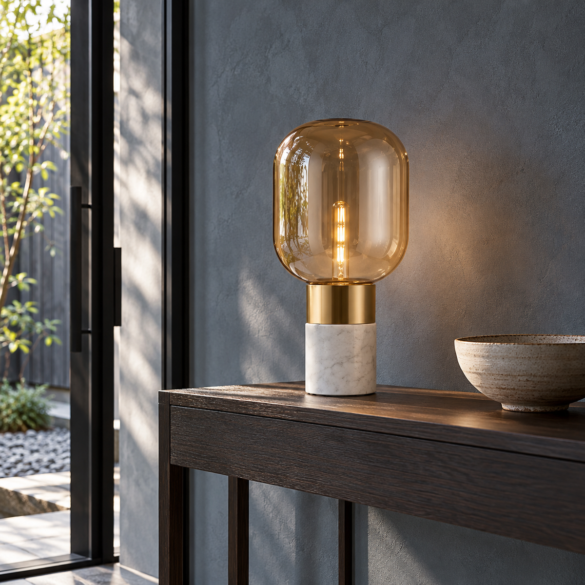 KOYAMA WAKAYAMA Capsule Glass & Marble Table Lamp