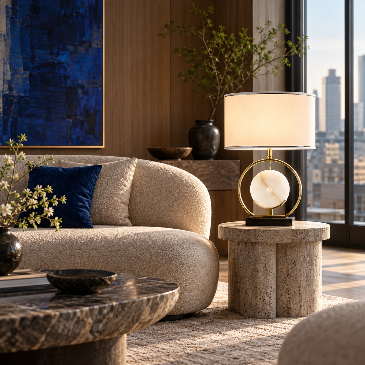 KOYAMA KAGAWA Stone Disc & Ring Table Lamp