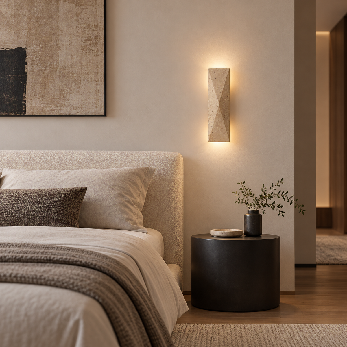 KOYAMA SHINTOTSUKAWA travertine wall light — scene-b