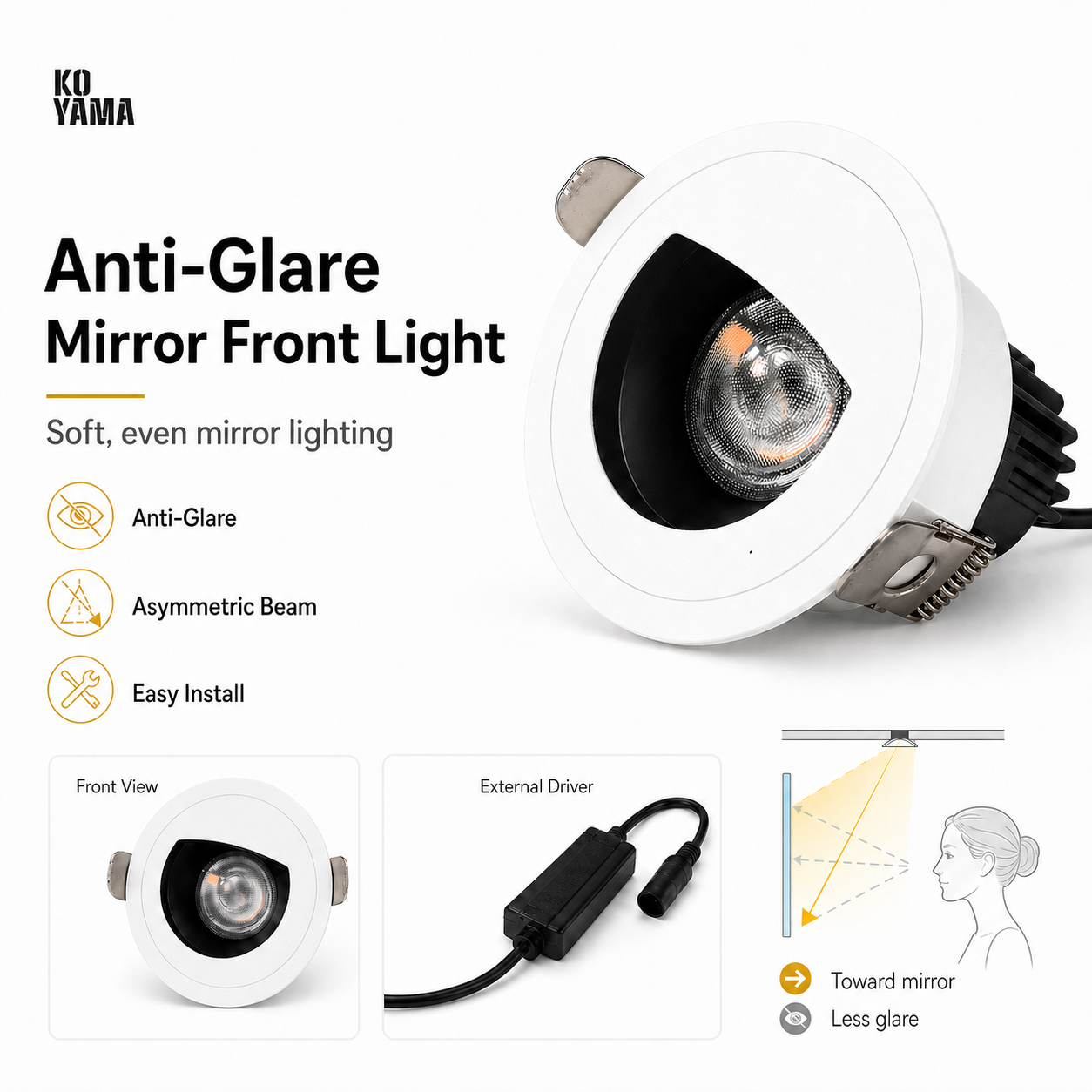 10W Anti glare mirror front light