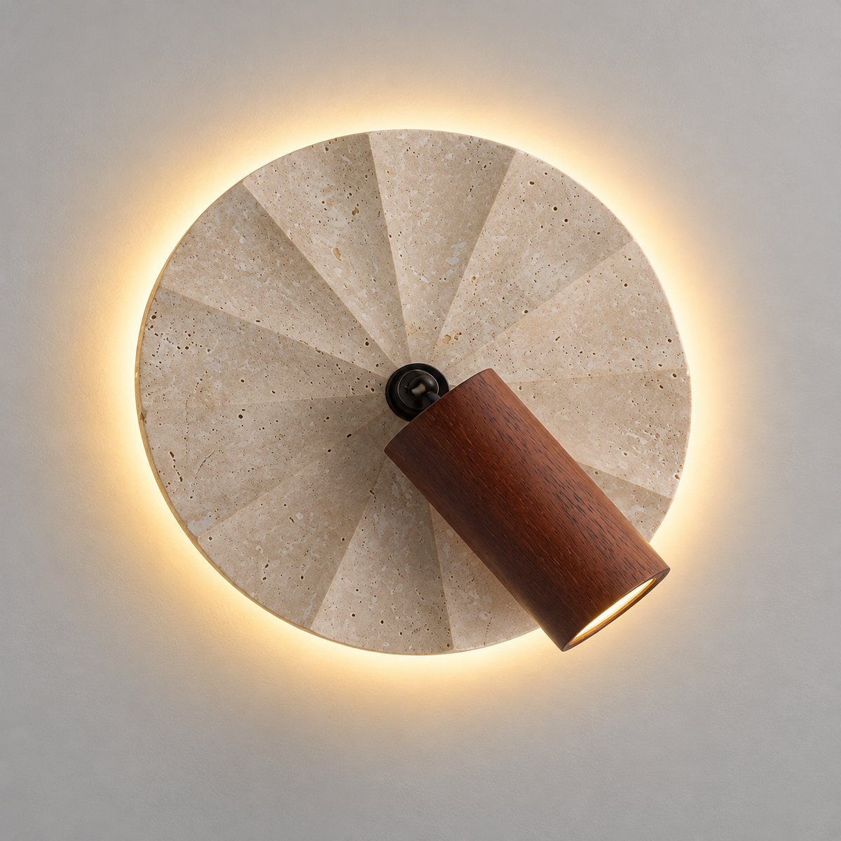 KOYAMA ASHIBETSU travertine wall light — hero