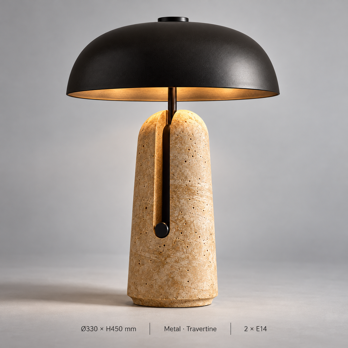 KOYAMA KARUIZAWA Split-Base Travertine Table Lamp
