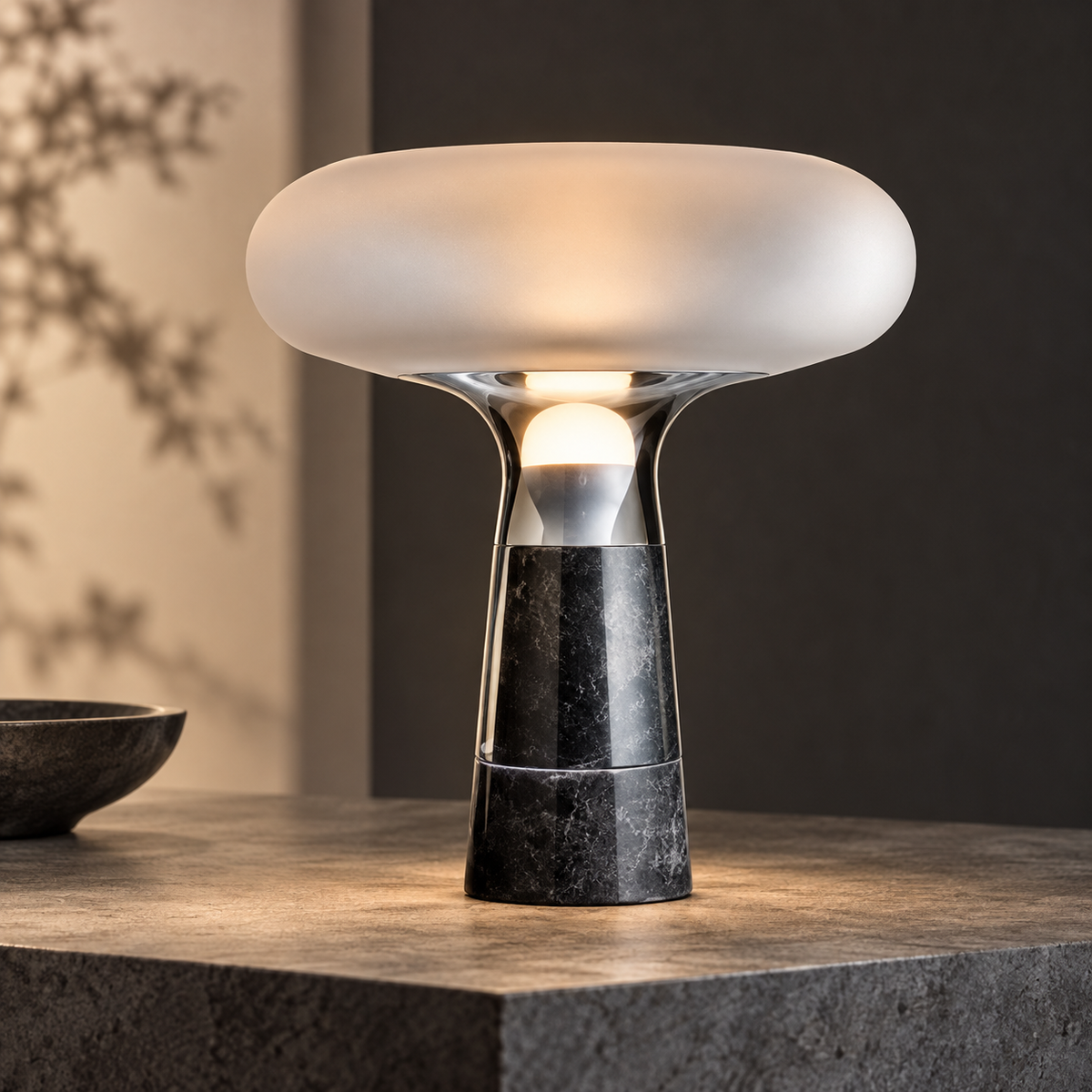 KOYAMA ISHIKAWA Frosted Glass Pedestal Table Lamp