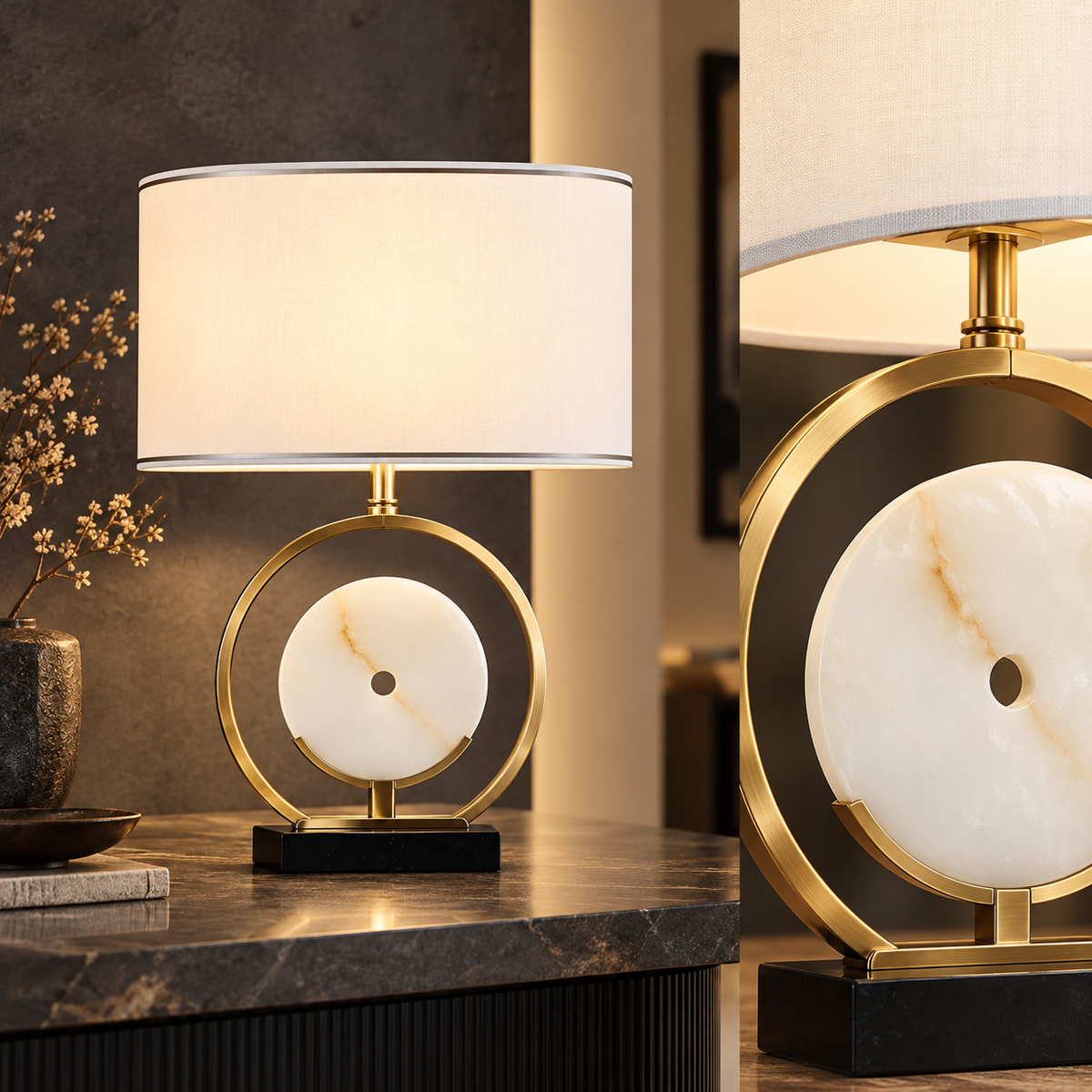 KOYAMA KAGAWA Stone Disc & Ring Table Lamp