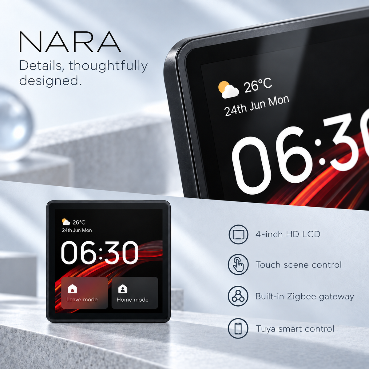 KOYAMA NARA | 4-inch Smart Home Control Panel with Alexa