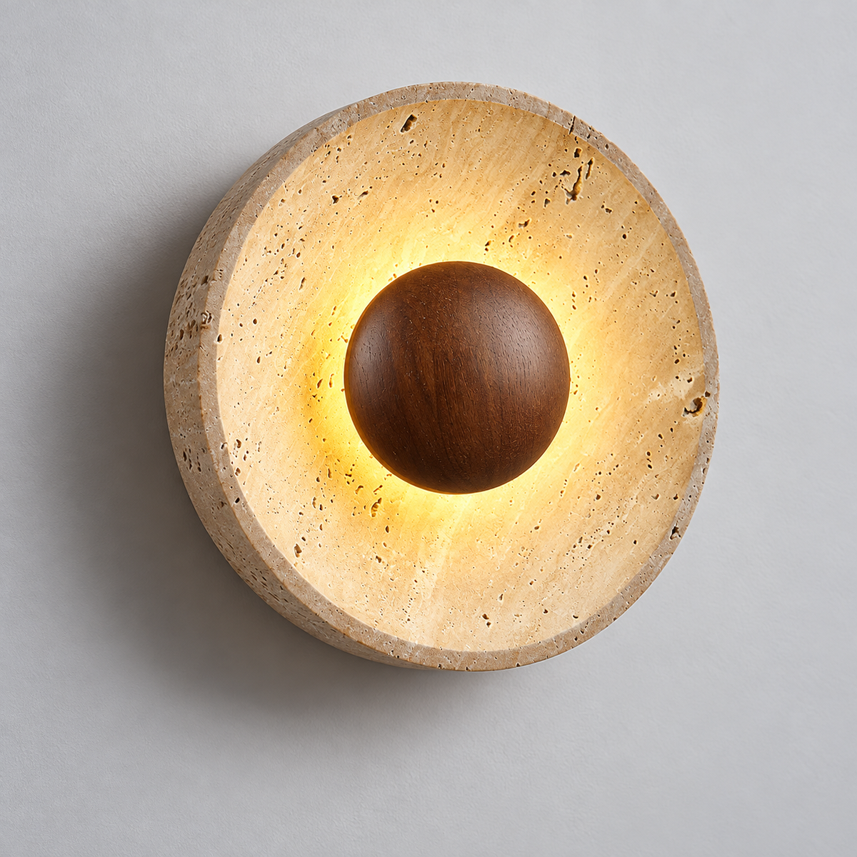 KOYAMA HAMATONBETSU travertine wall light — hero