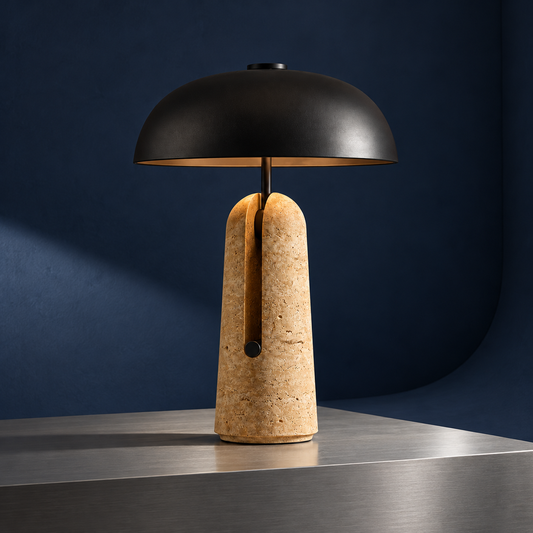 KOYAMA KARUIZAWA Split-Base Travertine Table Lamp