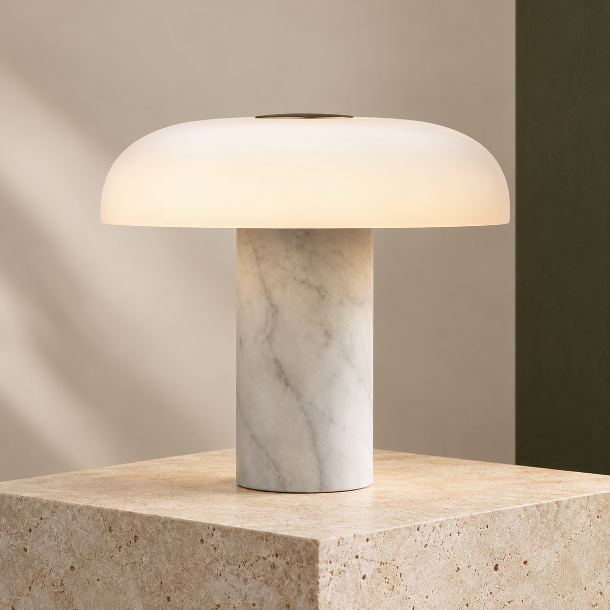 KOYAMA MIYAZAKI Opal Dome & Marble Table Lamp