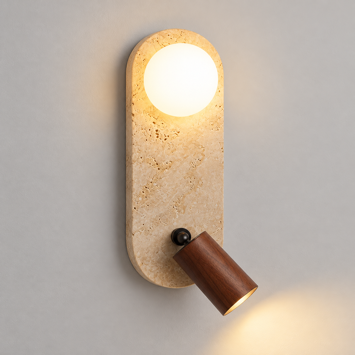 KOYAMA HONBETSU travertine wall light — hero