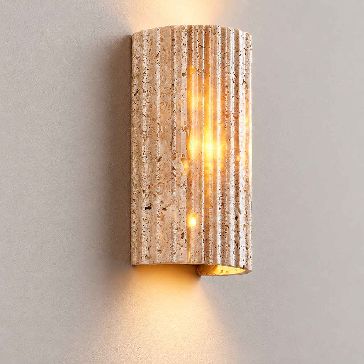KOYAMA HOROKANAI travertine wall light — hero