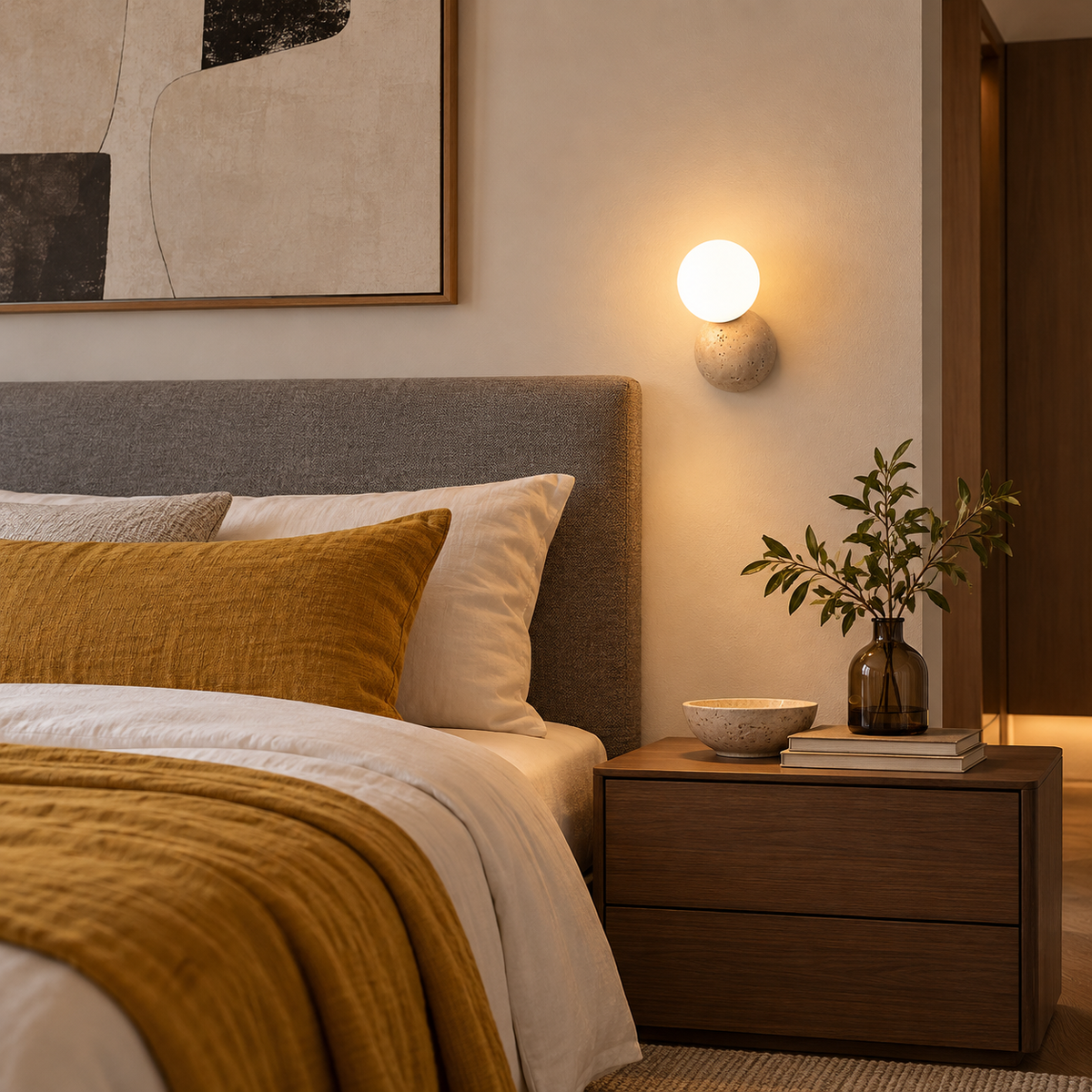 KOYAMA KAMIFURANO travertine wall light — scene-a