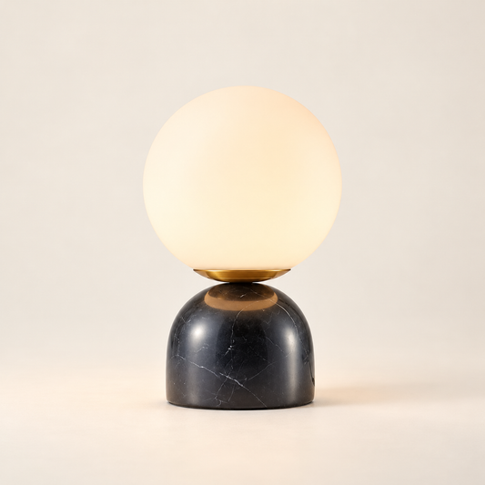 KOYAMA KOMORO KBCT021 compact glass globe marble table lamp - hero