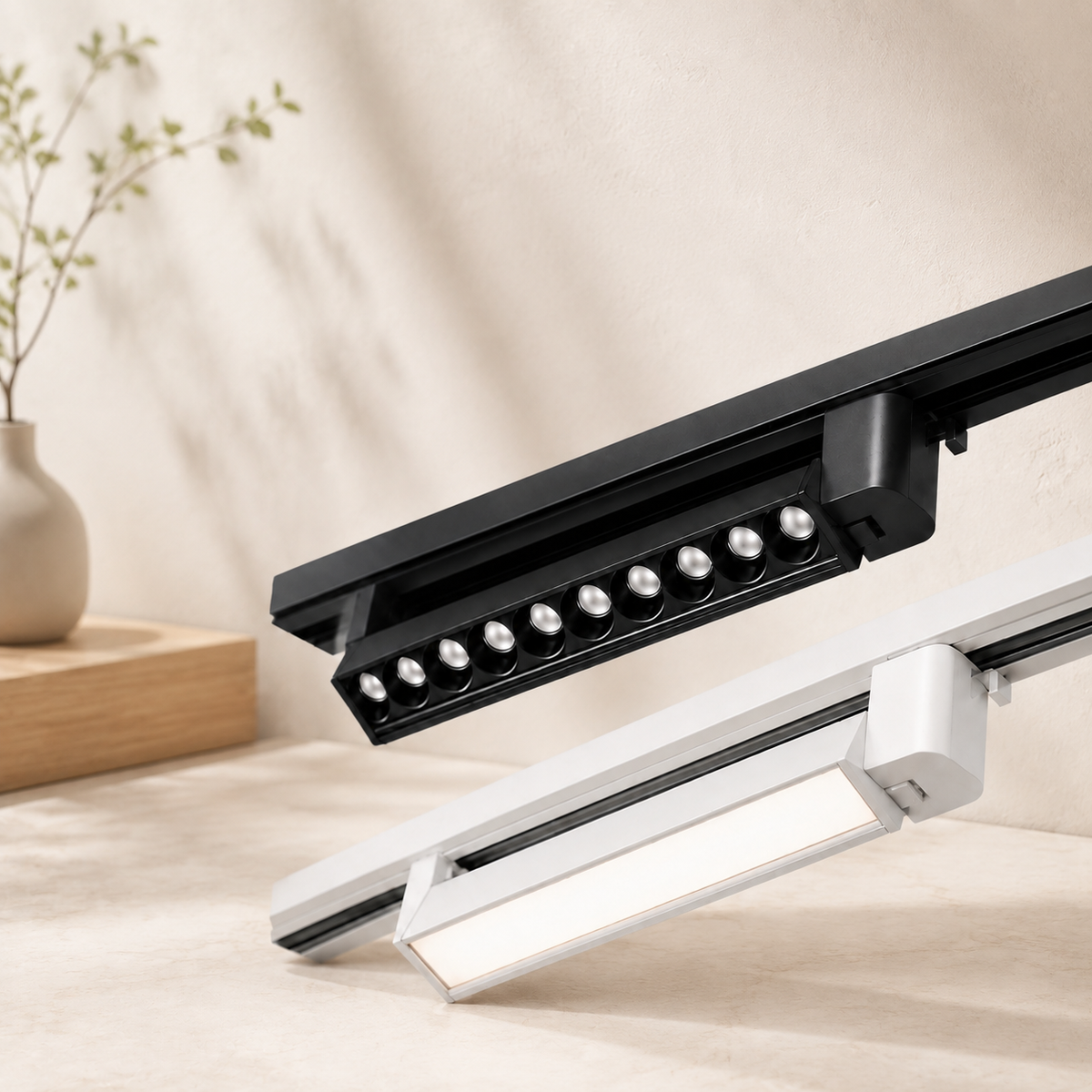 KOYAMA 230V Linear Track Light | LEGO & Frosted — styled product view