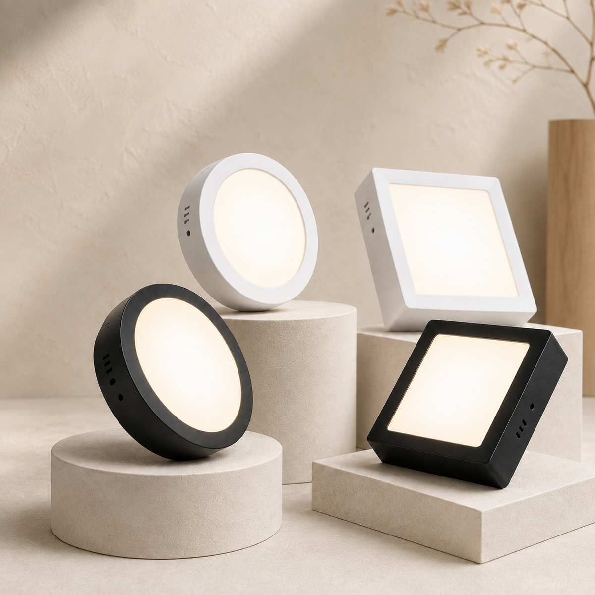 KOYAMA Surface LED Downlight | Round & Square — styled product view