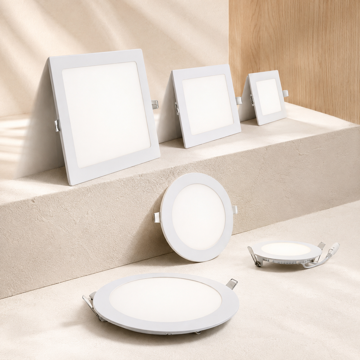 KE LICHT Slim LED Panel Downlight | Round & Square — styled product view