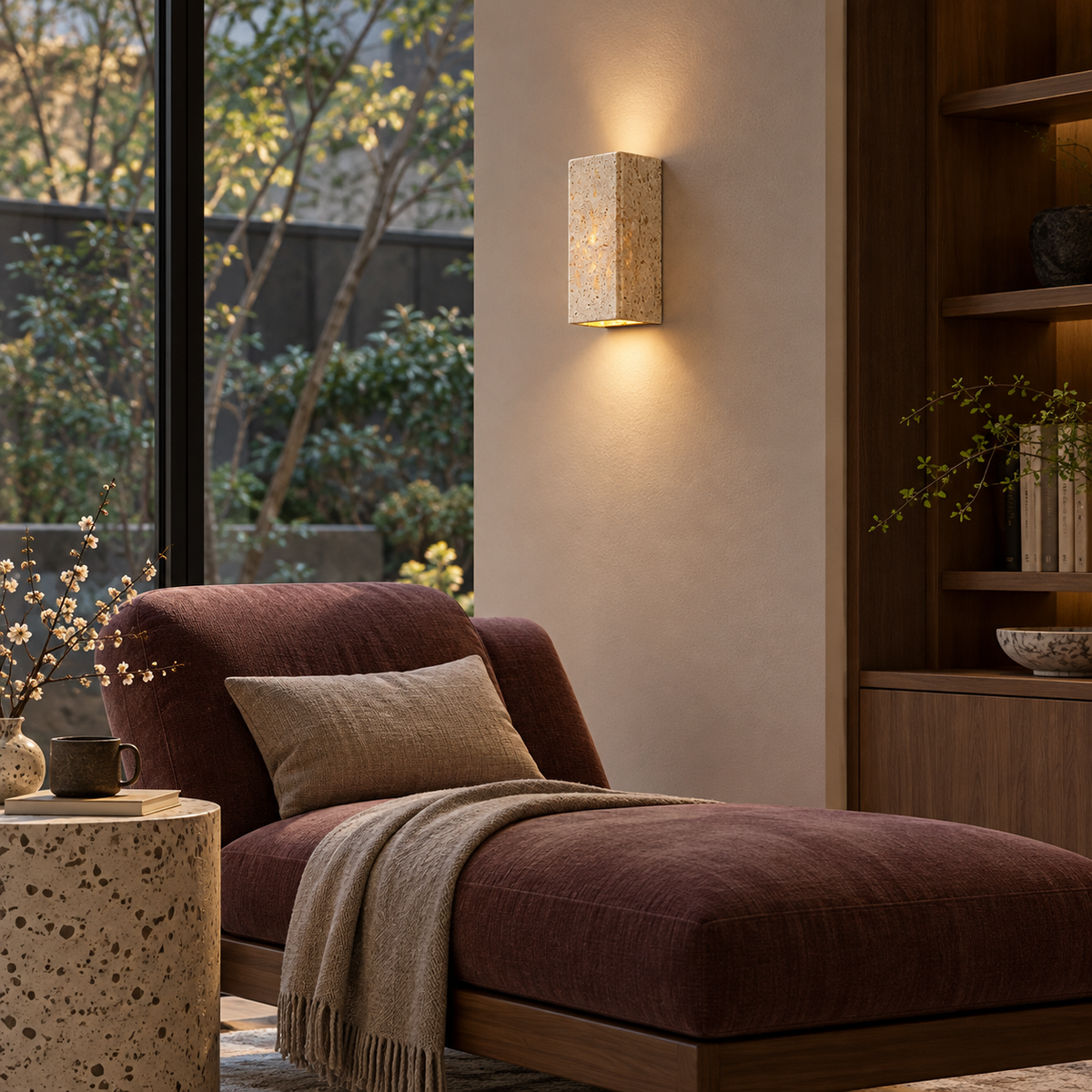 KOYAMA MEMURO travertine wall light — scene-a