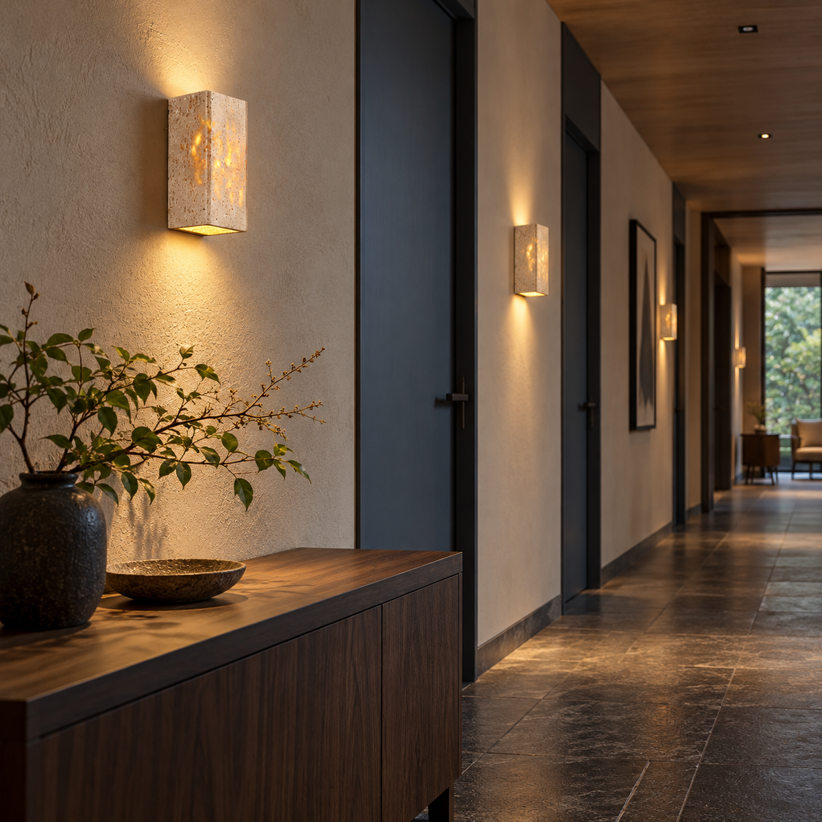 KOYAMA MEMURO travertine wall light — scene-b