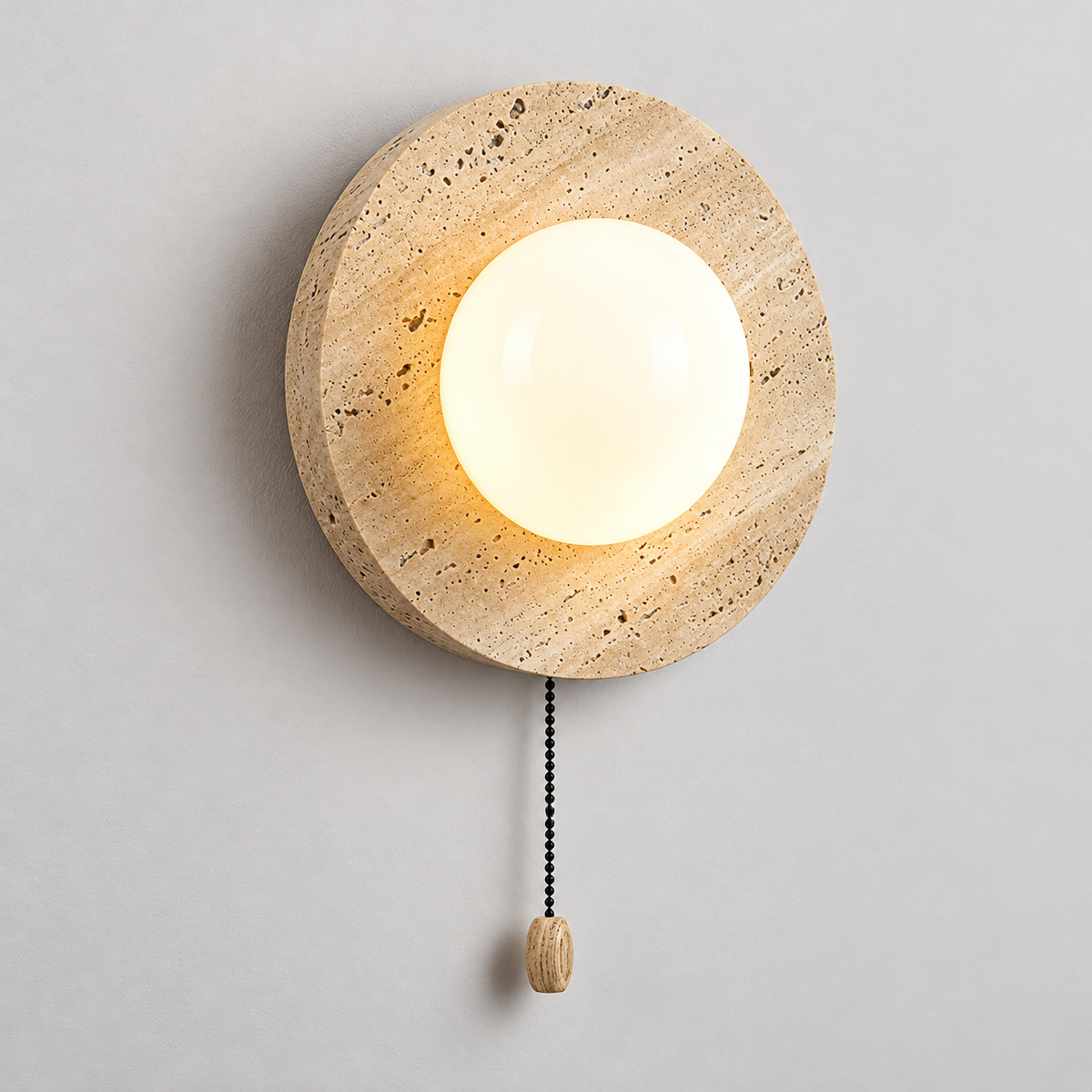 KOYAMA NAKASHIBETSU travertine wall light — hero