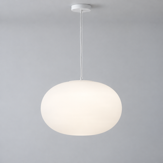 NAOSHIMA milky-white flattened orb pendant