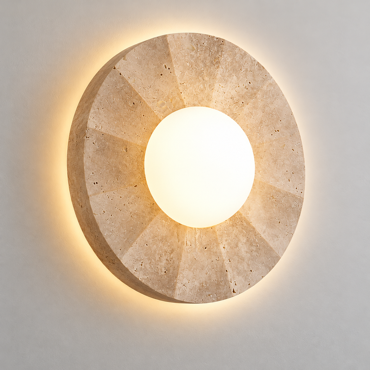 KOYAMA OKETO travertine wall light — hero