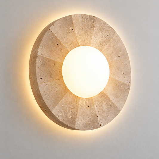 KOYAMA OKETO travertine wall light — hero