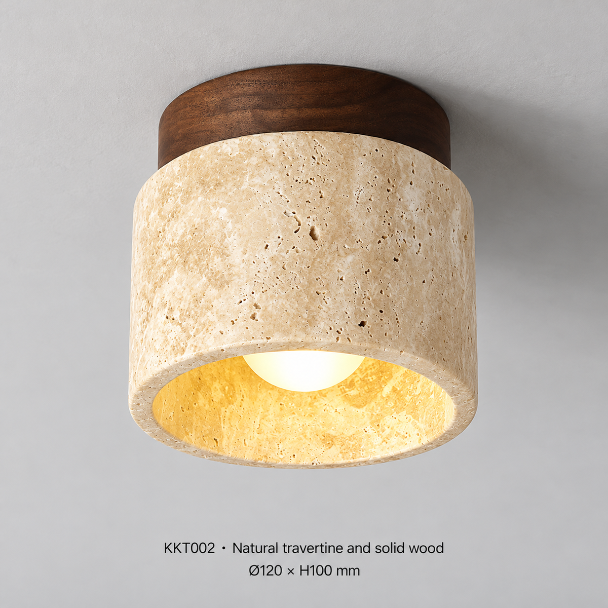 KOYAMA OTARU Travertine Short Cylinder Ceiling Light