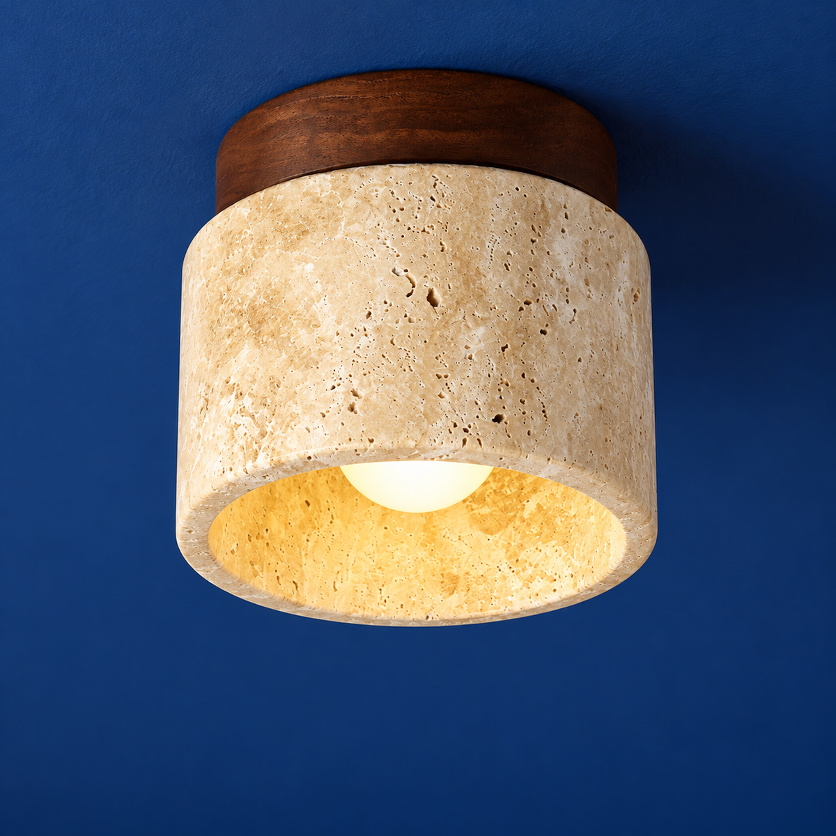 KOYAMA OTARU Travertine Short Cylinder Ceiling Light