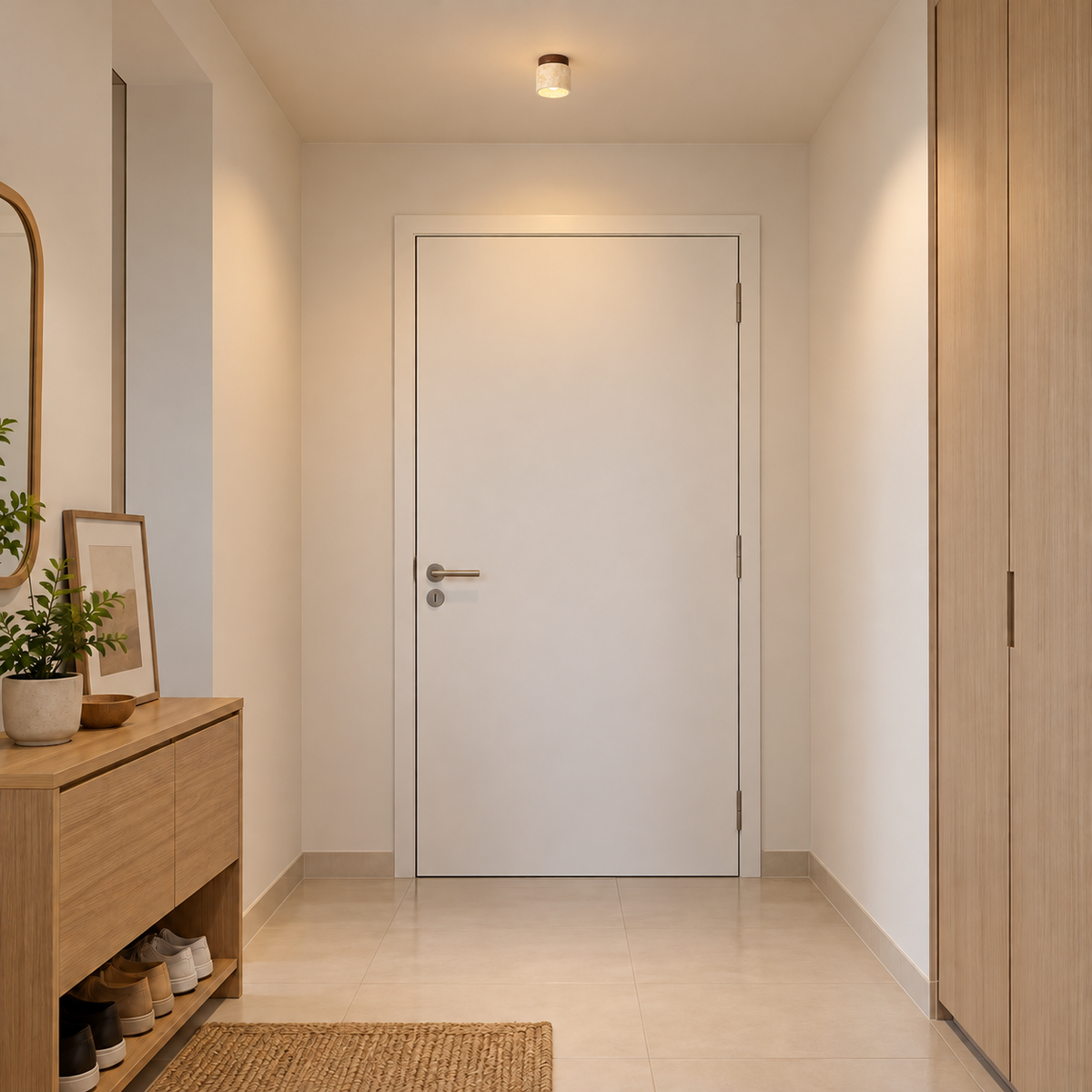 OTARU realistic installation illustration with neutral contemporary walls and actual-size ceiling fixture