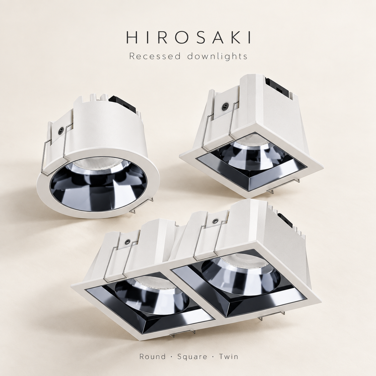 HIROSAKI Recessed Downlight | Round, Square & Twin