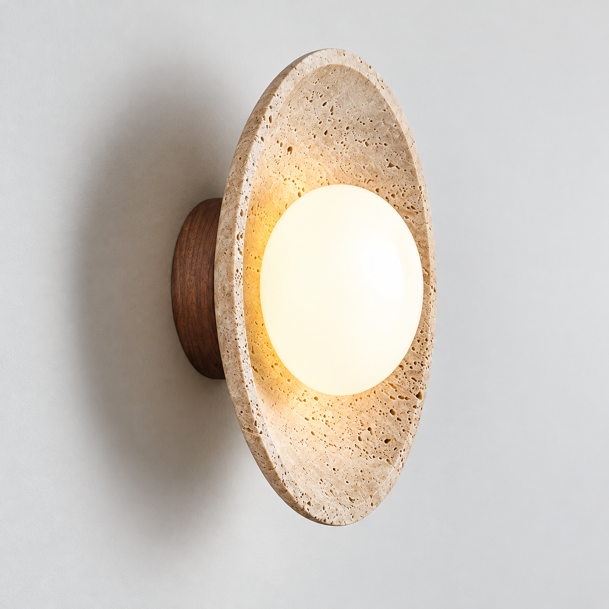 KOYAMA RIKUBETSU travertine wall light — hero