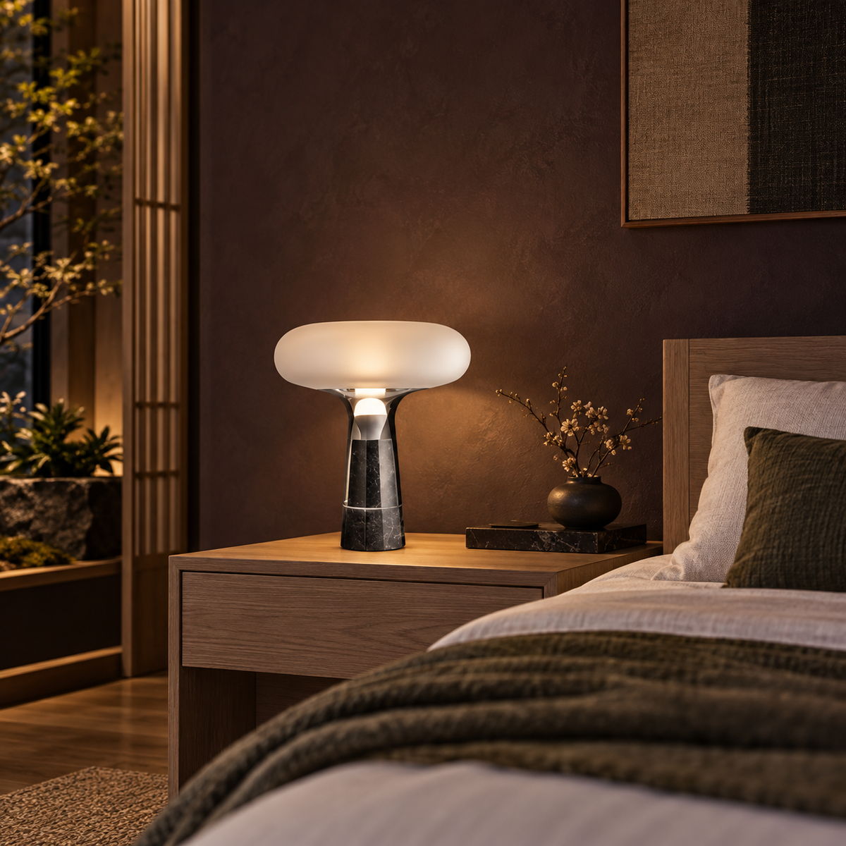 KOYAMA ISHIKAWA Frosted Glass Pedestal Table Lamp