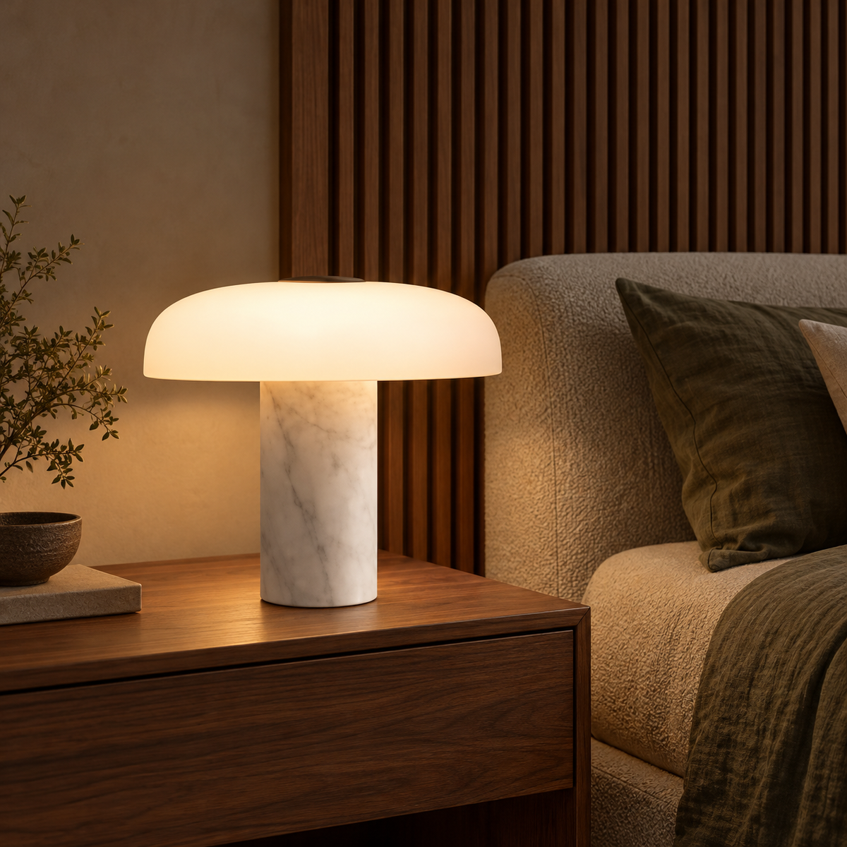 KOYAMA MIYAZAKI Opal Dome & Marble Table Lamp