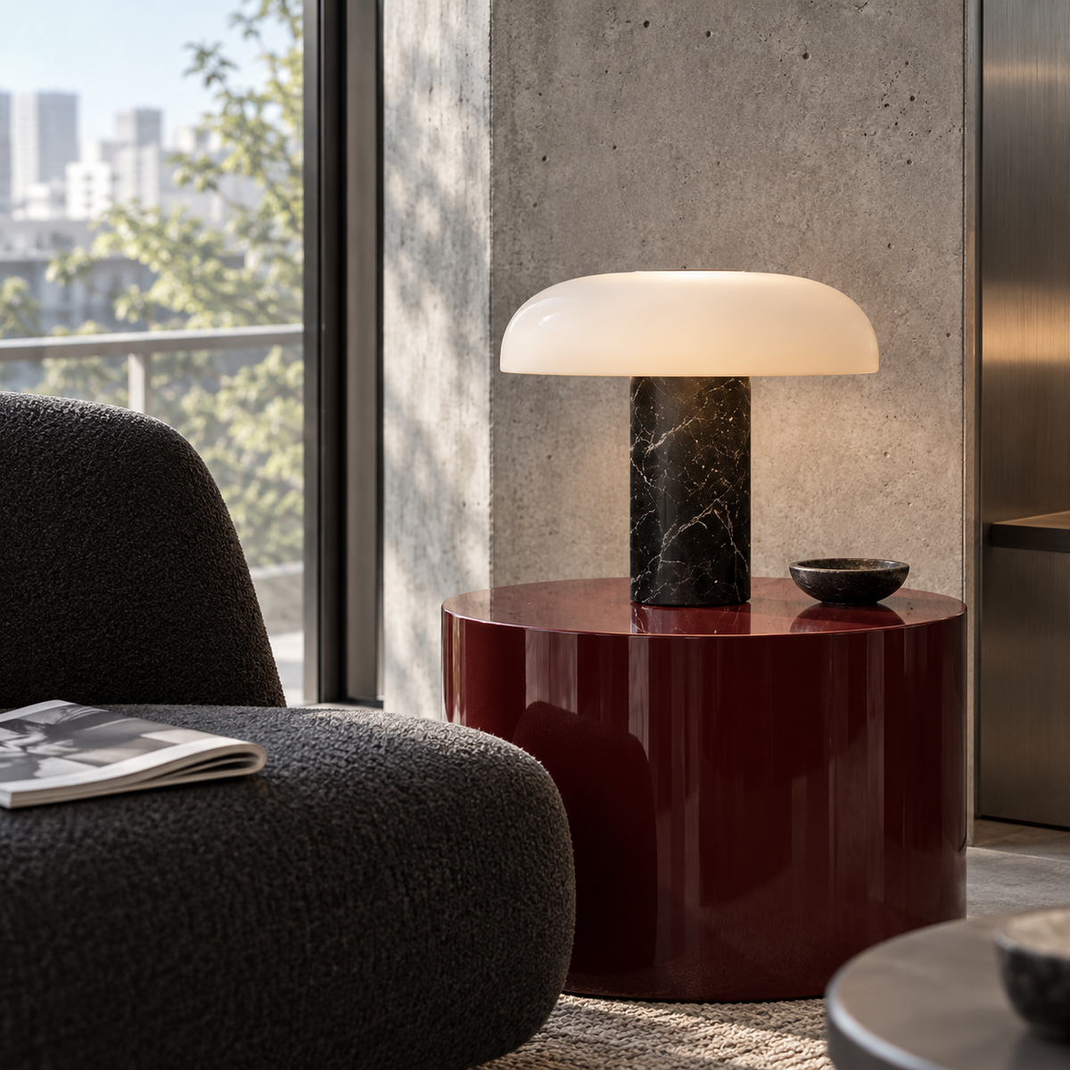 KOYAMA MIYAZAKI Opal Dome & Marble Table Lamp