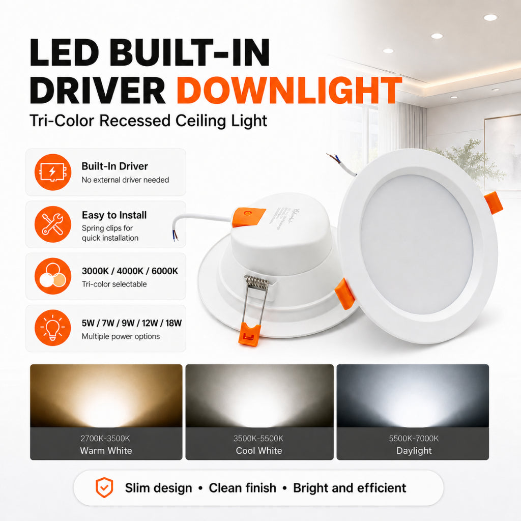 KOYAMA Tri-Colour Round Downlight | Integrated Driver — product detail
