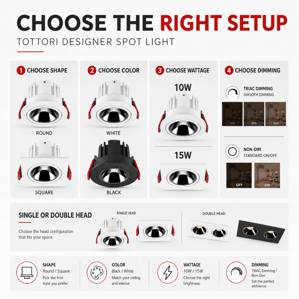 TOTTORI COB Recessed Spotlight | Round & Square — product detail