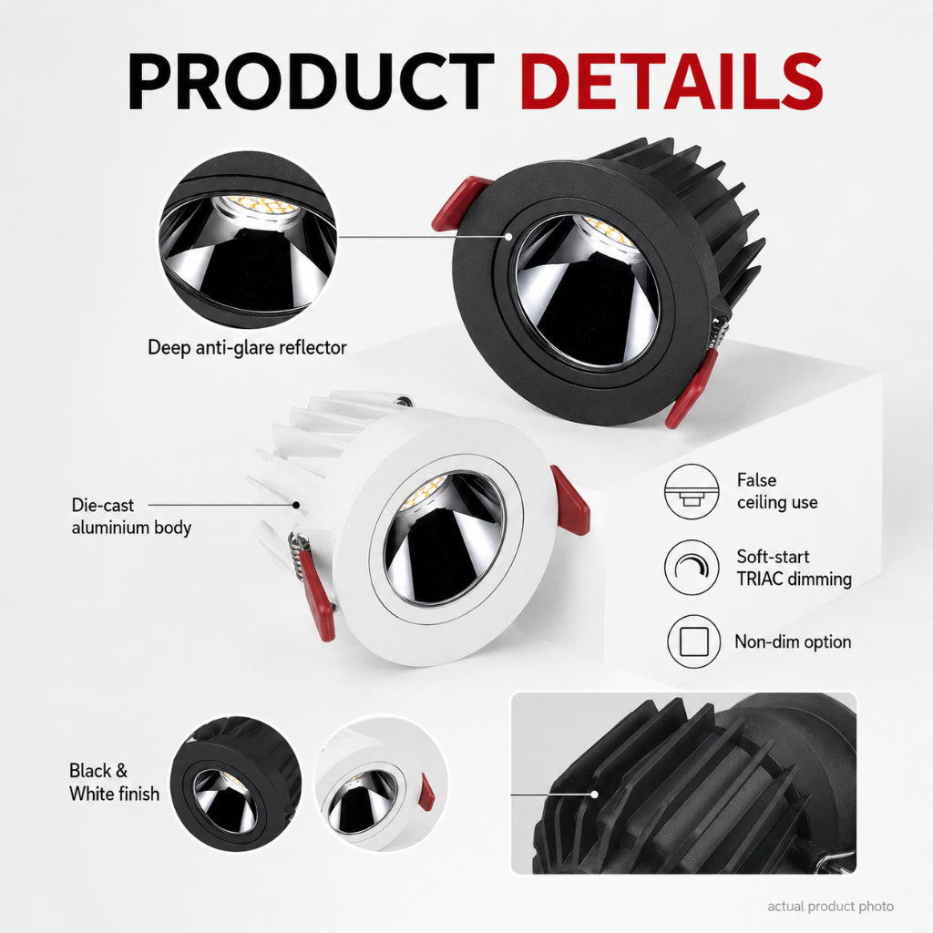 TOTTORI COB Recessed Spotlight | Round & Square — product detail