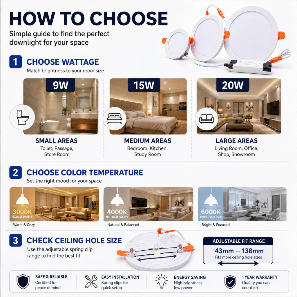 KE LICHT Adjustable Cut-Out LED Downlight | 9W / 15W / 20W — product detail