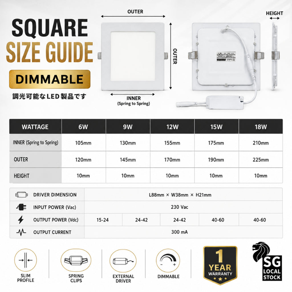KOYAMA Dimmable Slim LED Panel | Round & Square — product detail