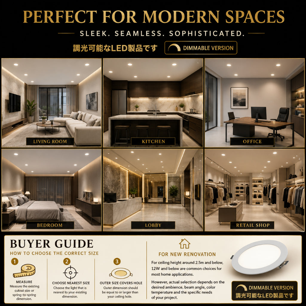KOYAMA Dimmable Slim LED Panel | Round & Square — product detail