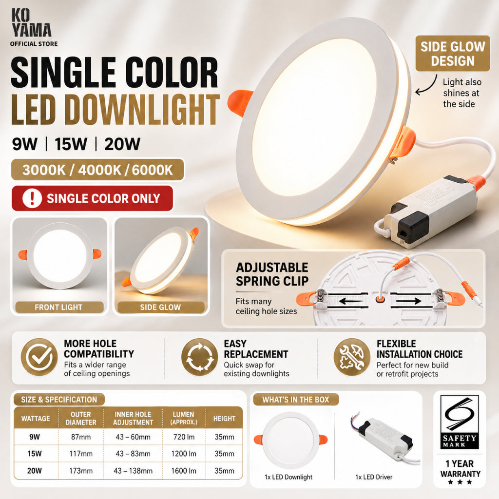 KE LICHT Adjustable Cut-Out LED Downlight | 9W / 15W / 20W — product detail