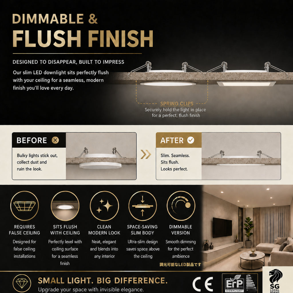 KOYAMA Dimmable Slim LED Panel | Round & Square — product detail