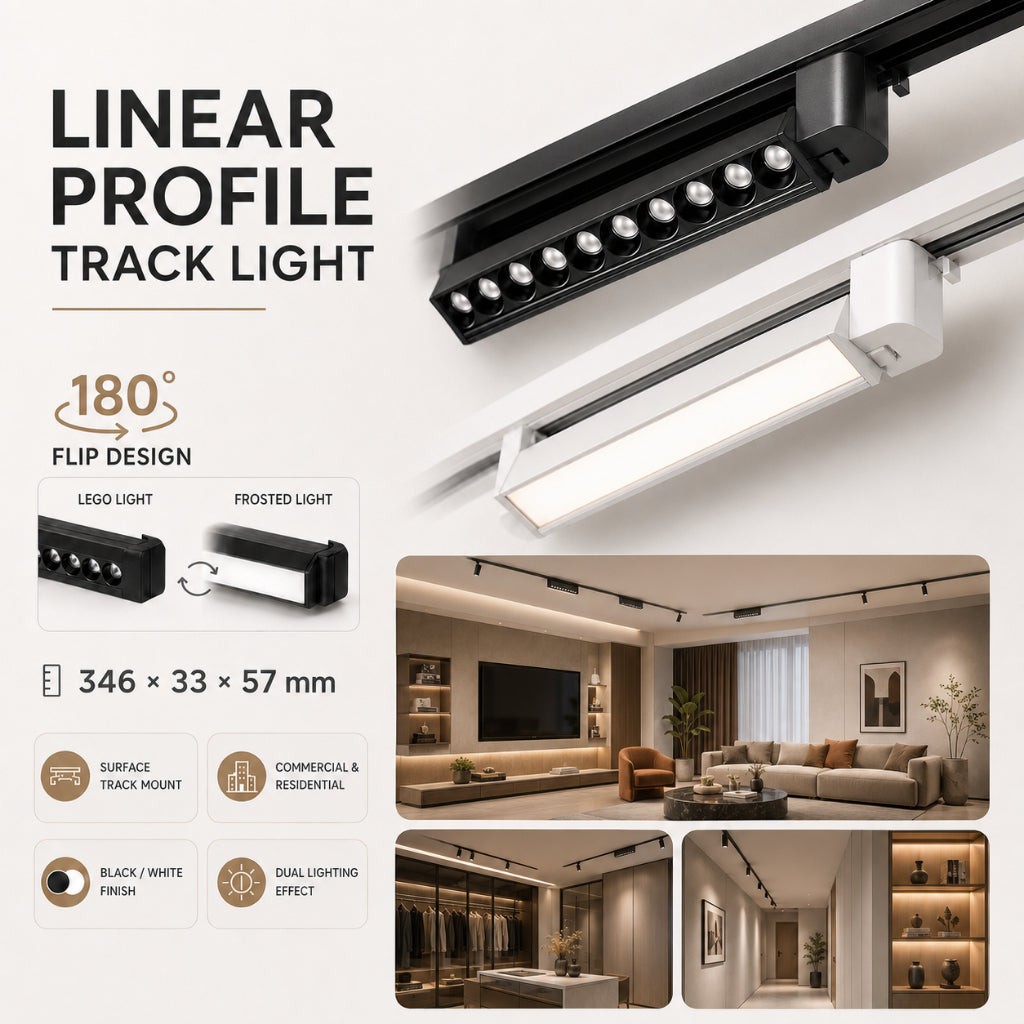 KOYAMA 230V Linear Track Light | LEGO & Frosted — product detail