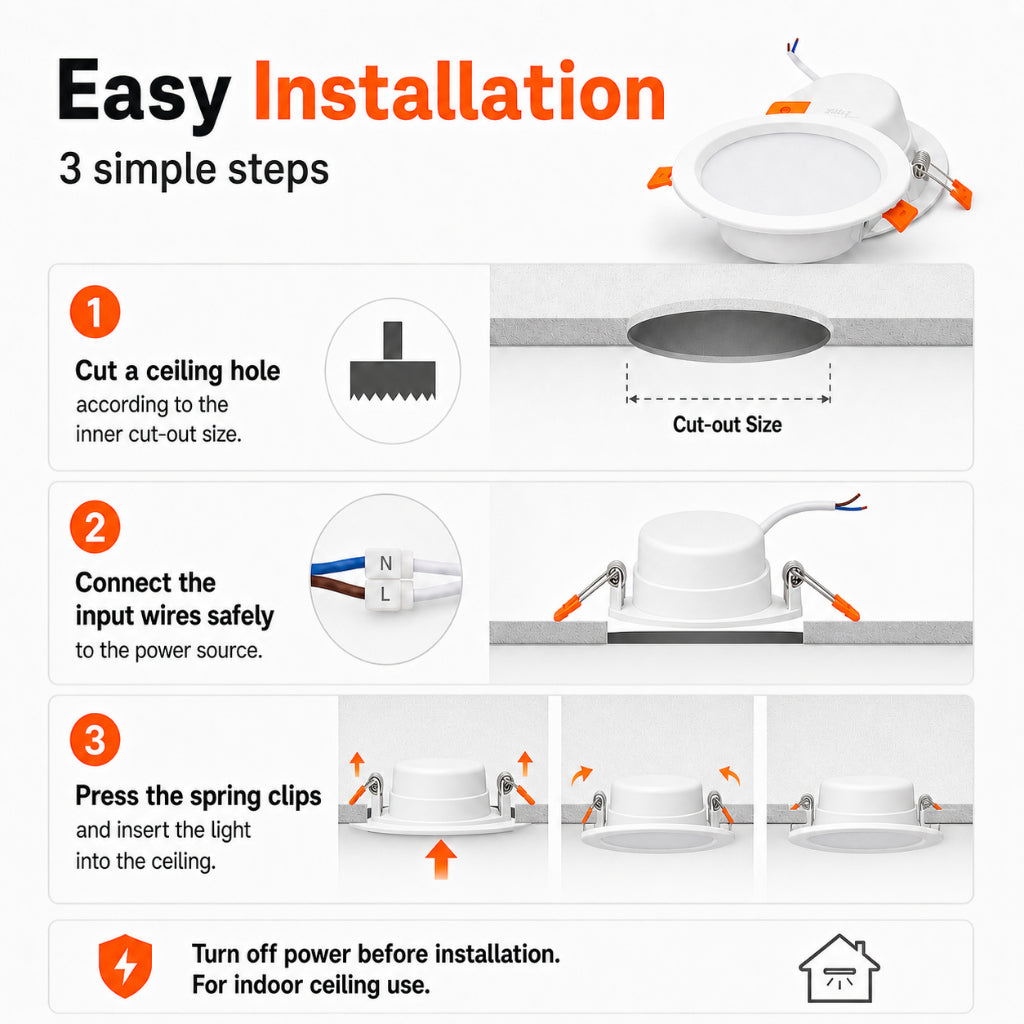 KOYAMA Tri-Colour Round Downlight | Integrated Driver — product detail