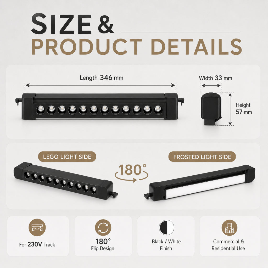 KOYAMA 230V Linear Track Light | LEGO & Frosted — product detail