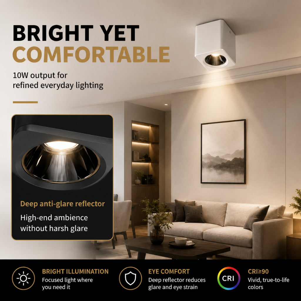 KANTO 10W Surface Downlight | Square Anti-Glare — product detail