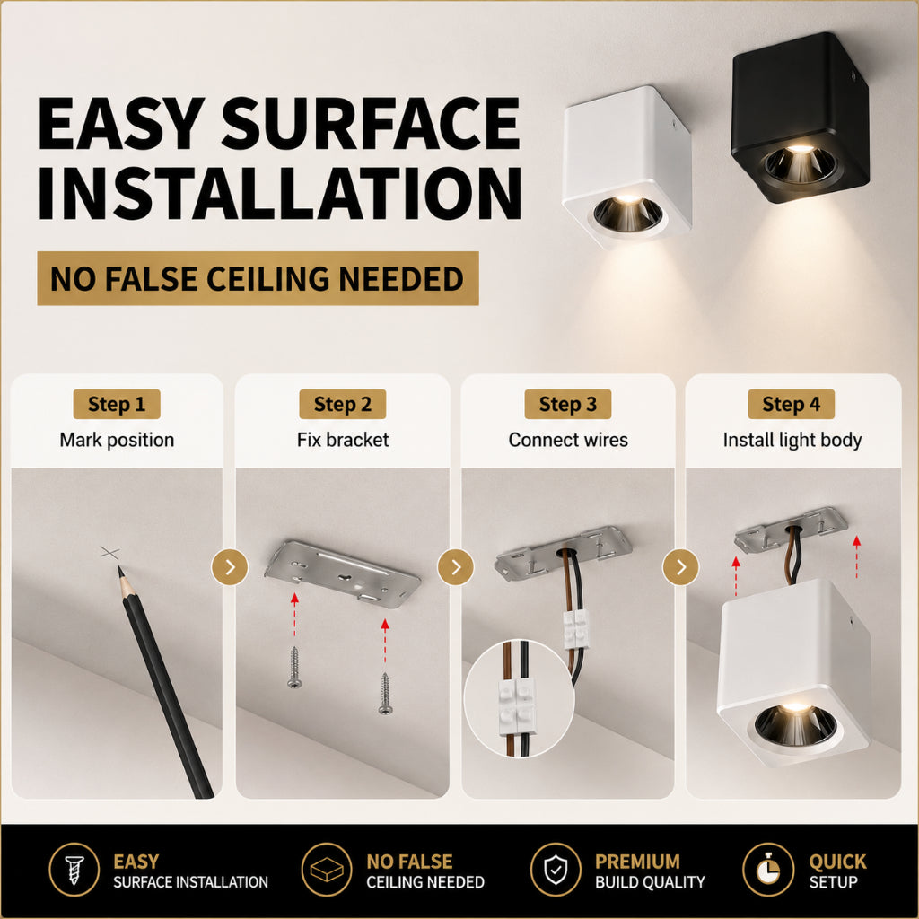 KANTO 10W Surface Downlight | Square Anti-Glare — product detail