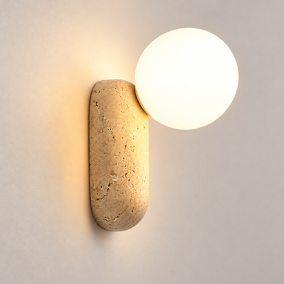 KOYAMA SHIKAOI travertine wall light — hero