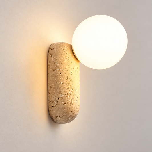 KOYAMA SHIKAOI travertine wall light — hero