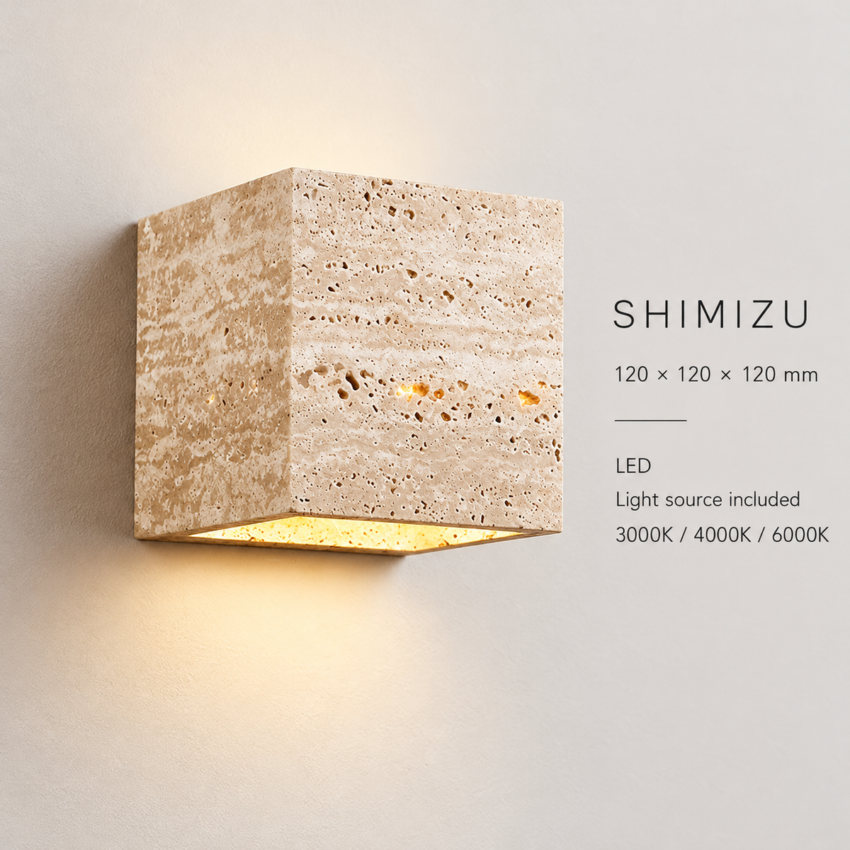 KOYAMA SHIMIZU travertine wall light — detail